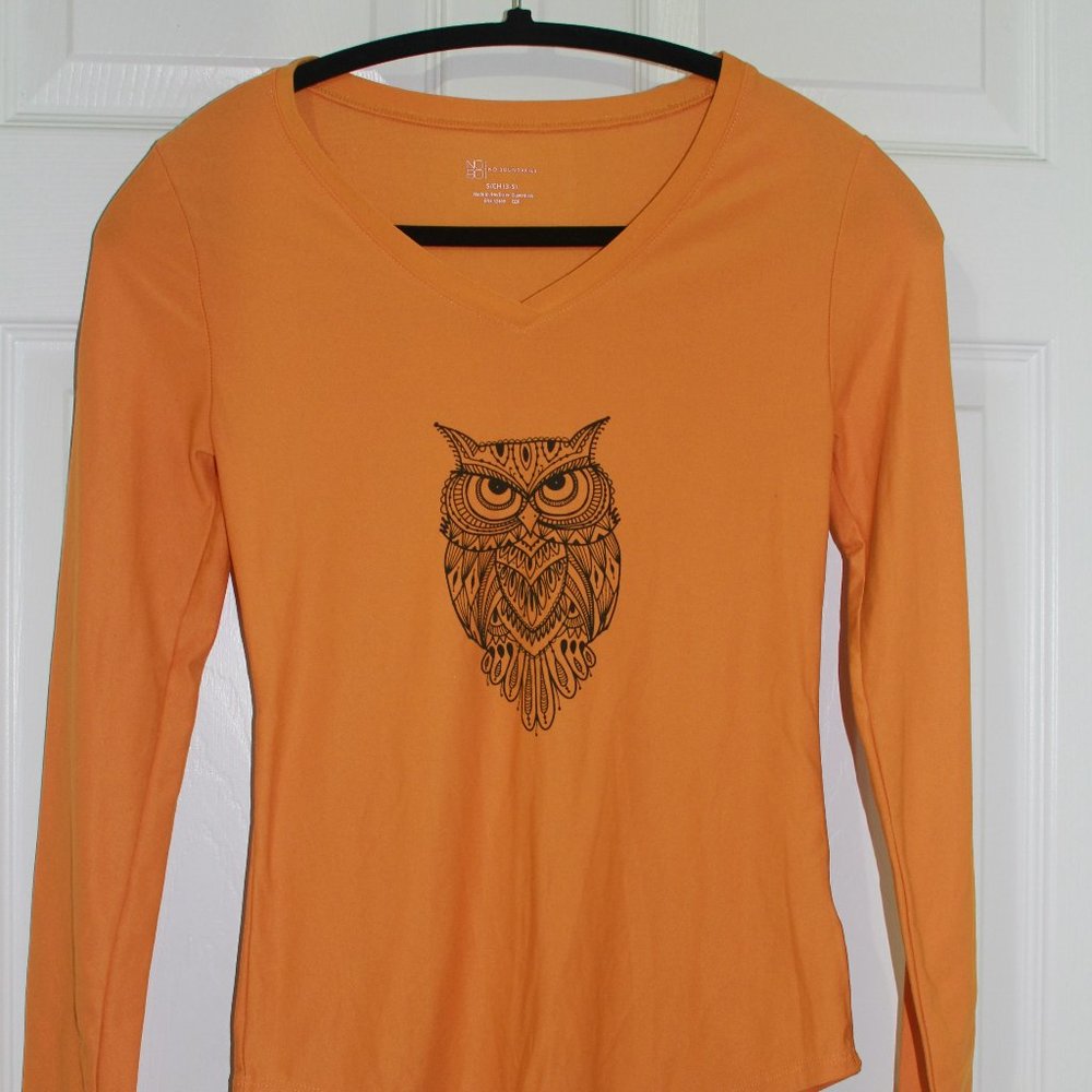 No Boundaries | Mustard Yellow Owl Long Sleeve Shirt - Picture 1 of 3